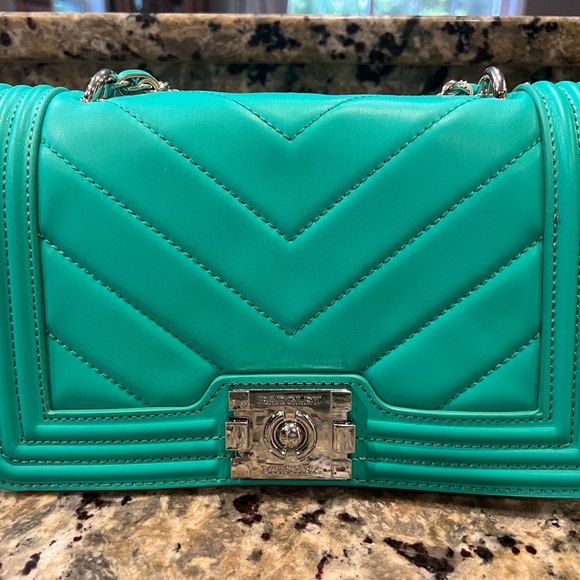 Badgley Mischka Turquoise Quilted Crossbody Bag - Picture 1 of 11